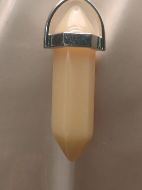 Yellow Calcite Pendant Charm with Silver Bail